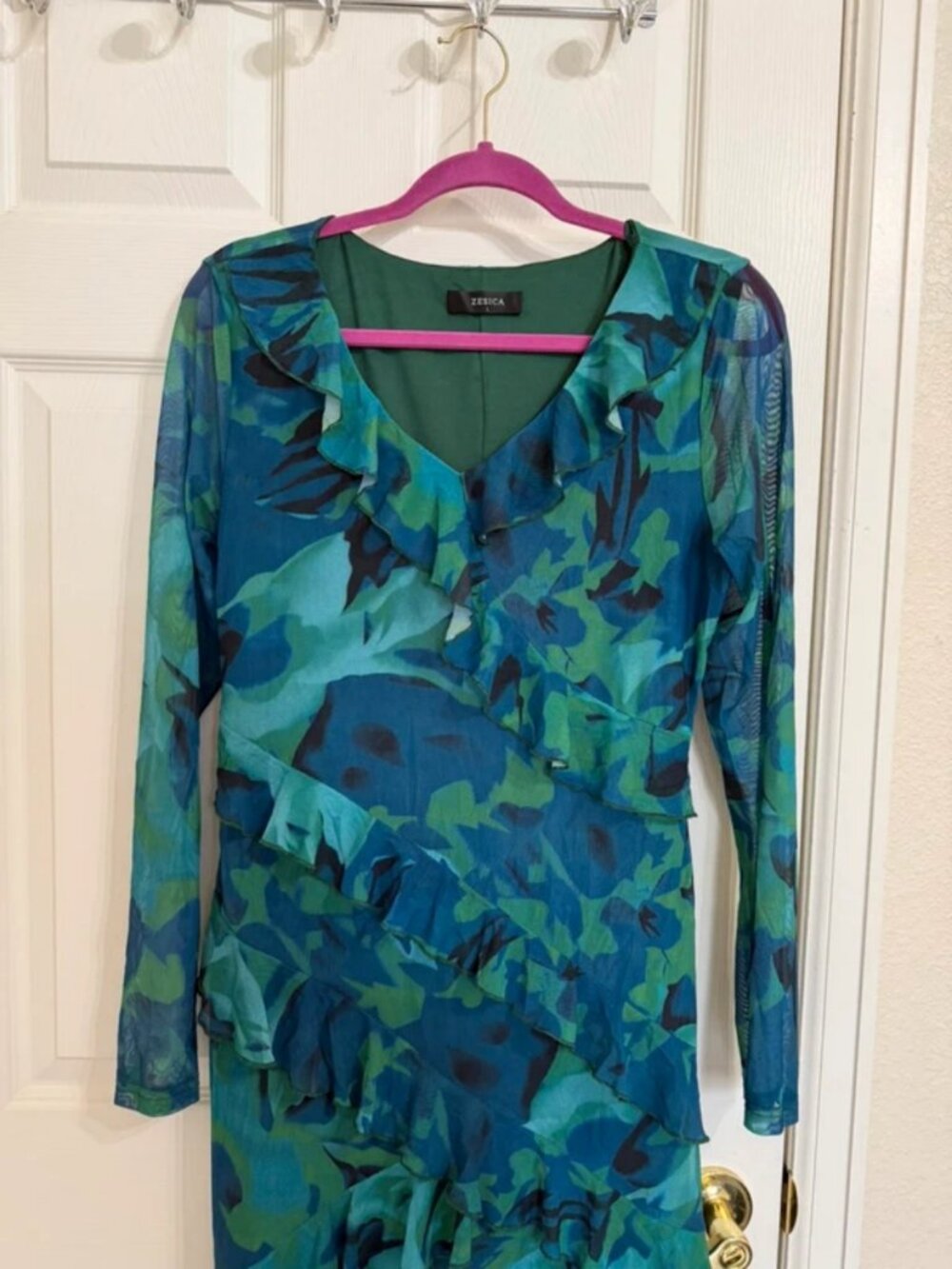 Zesica Blue Ruffle Layer Tiered Maxi Floral Dress Aqua Vacation Beach Resort